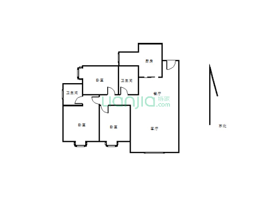 鑫领寓105户型大三房 产权清晰 家具家齐全-户型图
