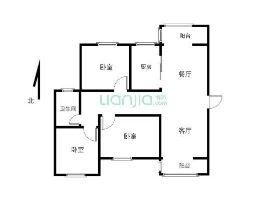 明珠世纪城 3室2厅 交通便利 干净舒适 适合居住-户型图