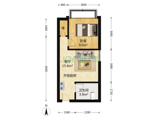 合景领峰 1室1厅1卫 0平方