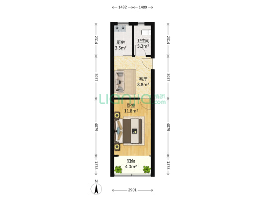 大关西七苑 1室1厅1卫 38平方