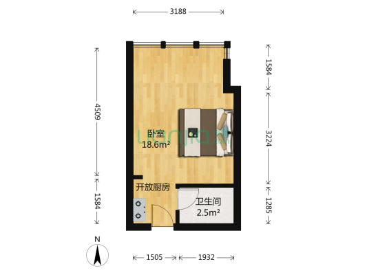 御湖国际 1室0厅1卫 32平方