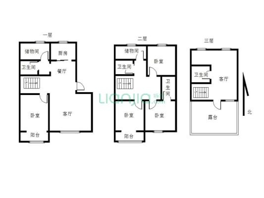 颐和花园  三层复式  精装五室三厅  带平台带车库-户型图
