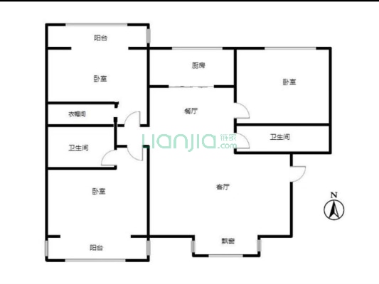 板楼二层，正规三居 南北通透 采光好配套设施齐-户型图
