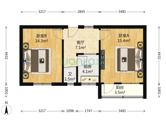 山师东路19号院 2室1厅1卫 57平方