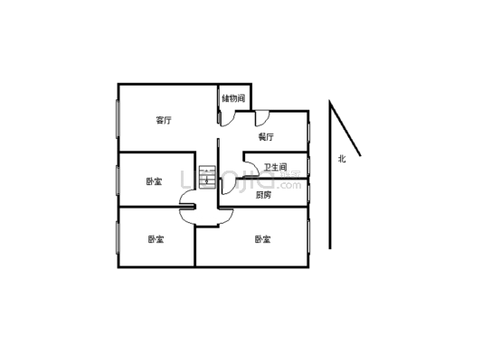 城北小区房，中间楼层，家装，三室两厅，关门卖-户型图