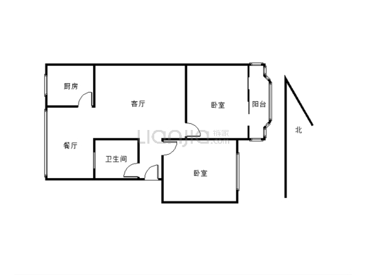 环南小区  中装两室带家具家电  户型方正-户型图