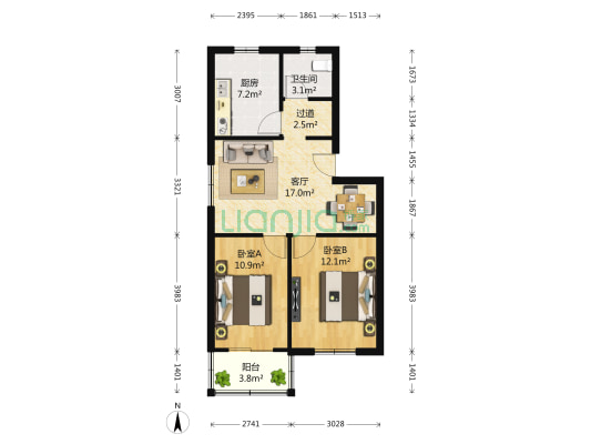 杏林东村 2室1厅1卫 80平方