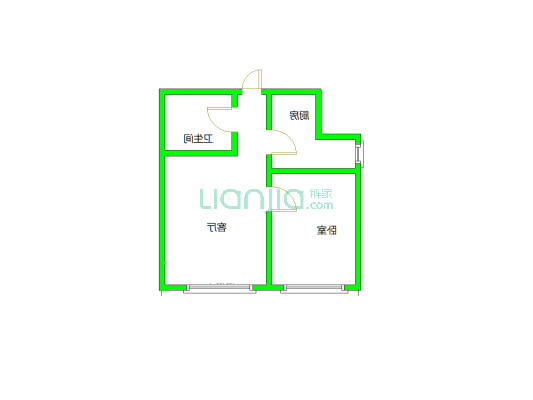 鹏渤御苑 1室1厅 南-户型图