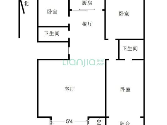 中冶未来城 3室2厅 南 北-户型图
