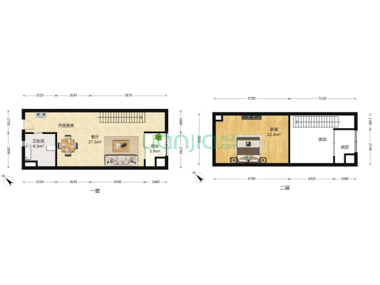 新城公馆 1室2厅1卫 59平方