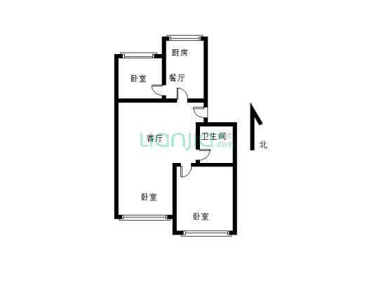 幼师家属楼，中间楼层，三室，精装修-户型图