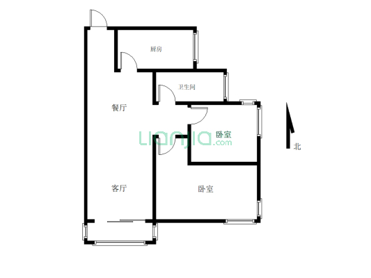 蓝湾新城毛坯两室，101平，餐客一体，环境好-户型图