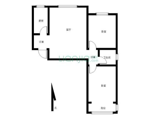 理想城两室精装修 房屋格局合理-户型图