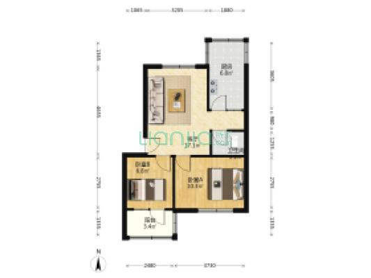 范阳路沿线  南北两居室 月供抵租金 住自己的房子-户型图