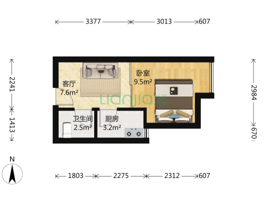 同曦公寓 1室1厅1卫 38平方