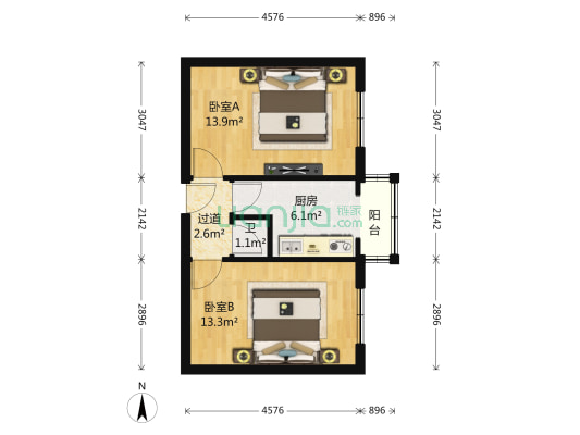 金生社区 2室0厅1卫 52平方