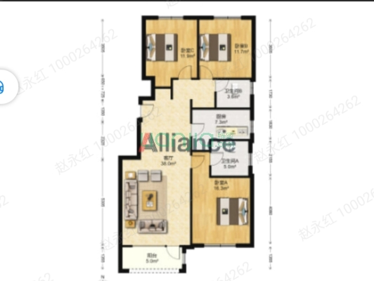 楼位好 楼层好 南北通透三居 毛坯随心装-户型图