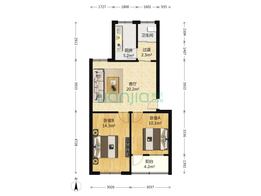 毛巾床单厂家属院 2室1厅1卫 75平方