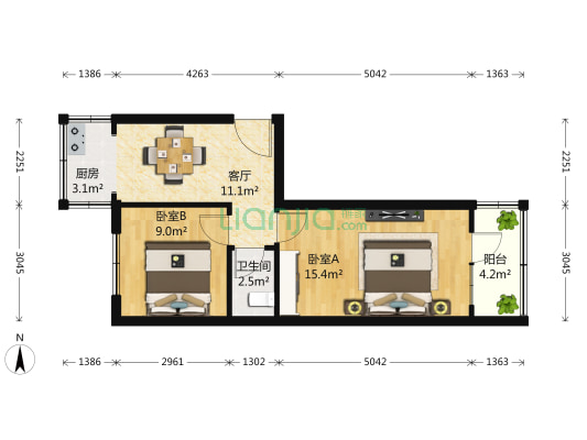 春梅楼 2室1厅1卫 56平方
