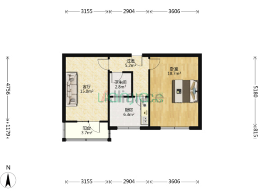 房本满五唯一 税低 中间楼层 看房提起约-户型图