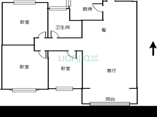 中冶一期，集中供暖，南北通透三居室，中低楼层-户型图
