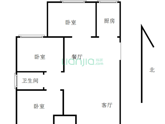 钻石商圈  838车站  紫悦华庭一期的 好楼层  三居室-户型图