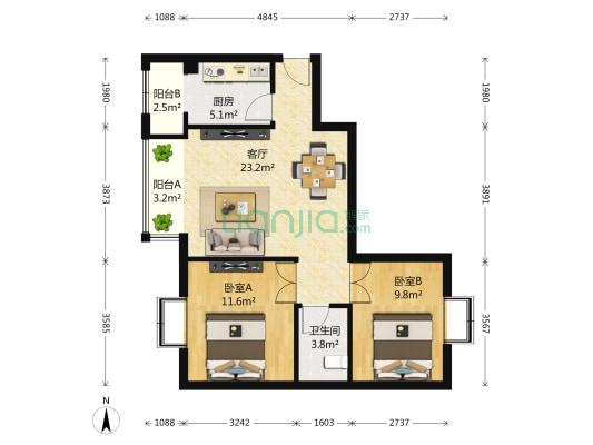 科华之星 2室1厅1卫 85平方