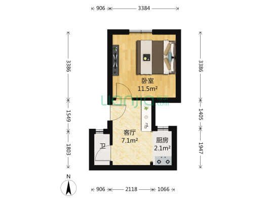 华荫南里 1室1厅1卫 11平方