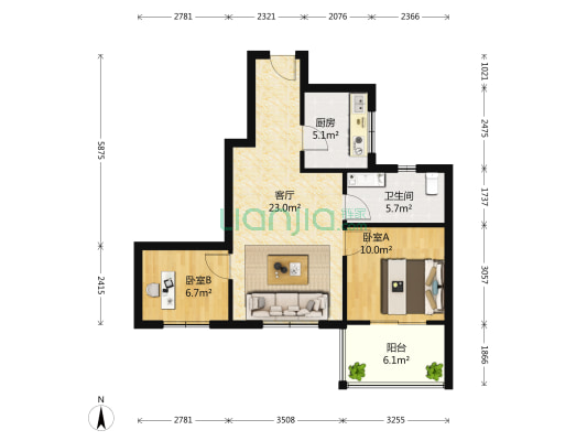 宝丰大厦 2室1厅1卫 79平方