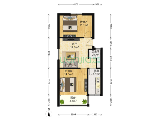 南砖新村 2室1厅1卫 57平方
