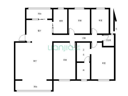 燕园洋房步梯房四居室160多平米出售-户型图