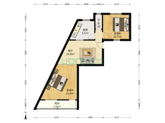 铁路玉函一区 2室1厅1卫 73平方