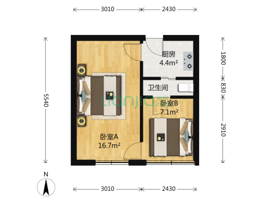 广元西路420弄 2室0厅1卫 35平方