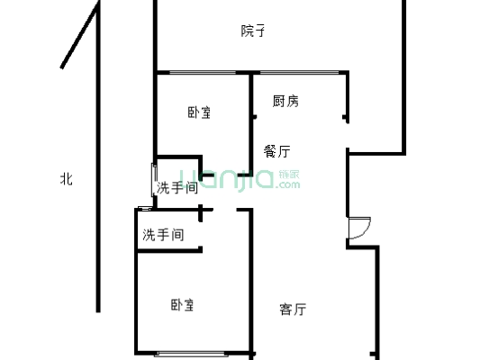 急售上海花园一楼带院，小3房契税满二。-户型图