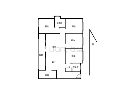 河东花园小区，四室两厅双卫，满足2.3胎家庭入住需求-户型图