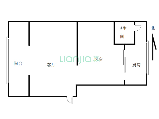 广元利州区老城火柴厂一房一厅45.5平方米售20万地段好-户型图