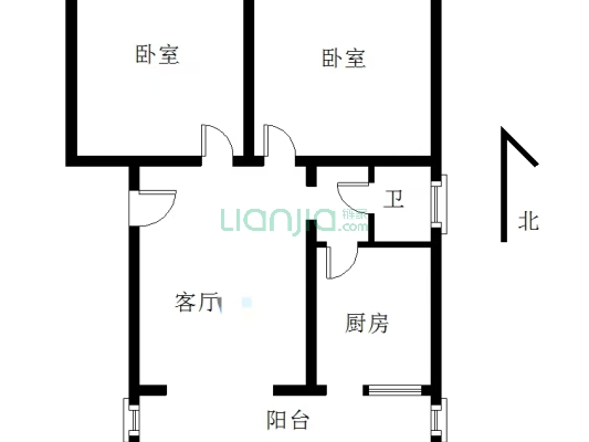 市医院北侧市直小区一层 两居 带小房-户型图