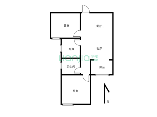 恒丰广场住宅楼两室 户型方正 适合居住 出行方便-户型图