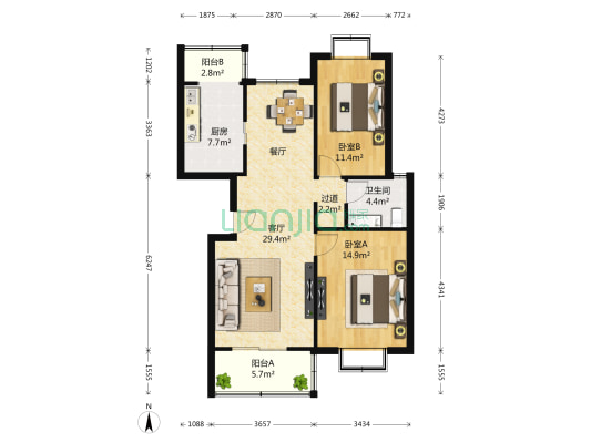 盛世花城 2室1厅1卫 48平方