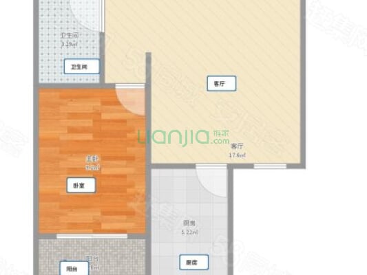 碱泉街 诚盛花园 单身公寓1室1厅 30万 拎包住-户型图