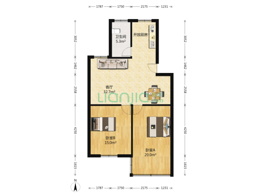 南星苑 2室1厅1卫 93平方