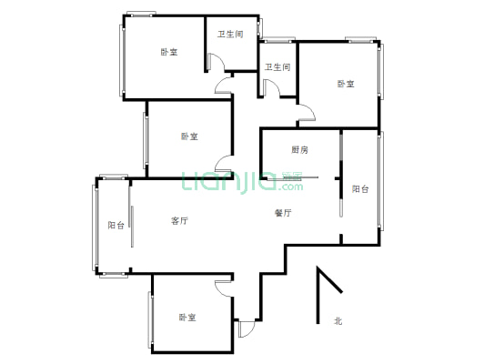 奥体附件震后电梯4居室，高档小区，诚心出售，急售-户型图