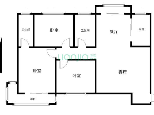 沁园东院三室两厅两卫户型方正产权清晰配套齐全-户型图