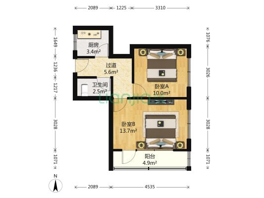 瑞昌路56-64号(双号) 2室0厅1卫 53平方