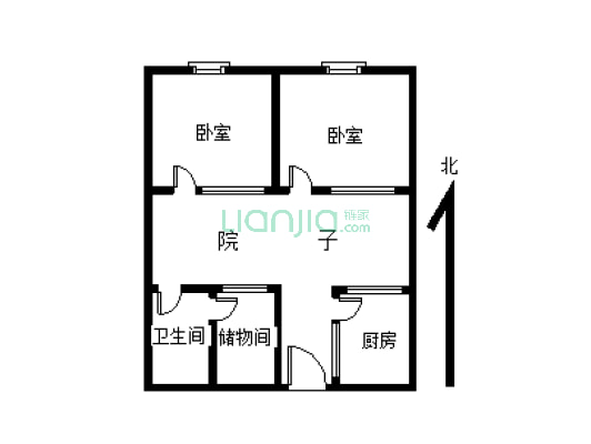 聚财胡同 2室0厅 南 北-户型图
