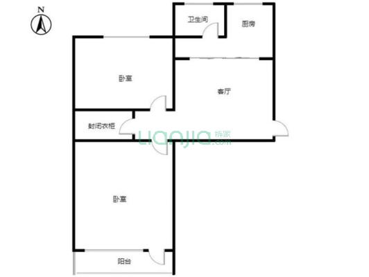 火车站南北通透两居不是顶层有钥匙随时看-户型图