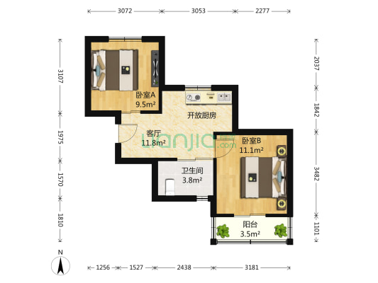 象山和园 2室1厅1卫 60平方
