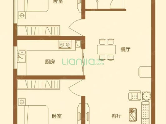 北京界汇元京品小区大两居，精装修，全天有阳光户型好-户型图