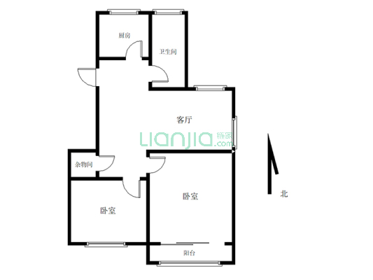 黄金小区两室一厅一厨一卫环境好适合居住-户型图