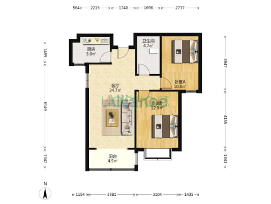 好楼层，采光好，全天都能进光，小区楼间距长，绿化高-户型图